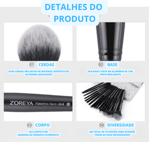 Kit de Pincéis de Maquiagem Precision Make Z’oreia® - Bravolar