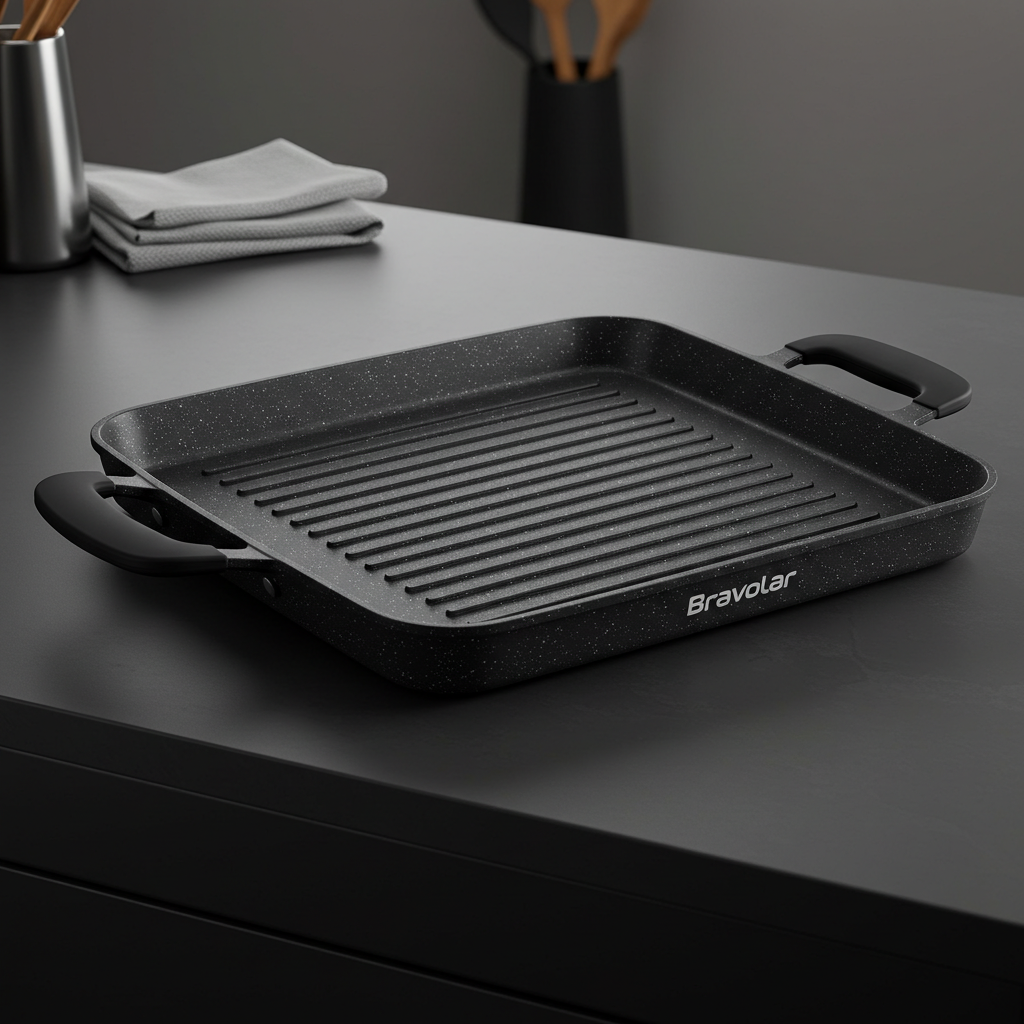 Chapa Grill Retangular Bravolar – Grelhados Perfeitos com Estilo e Segurança