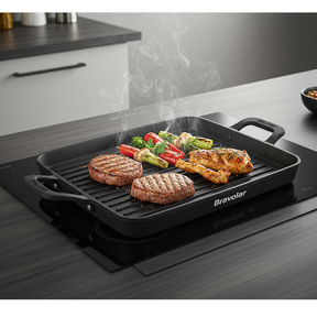 Chapa Grill Retangular Bravolar – Grelhados Perfeitos com Estilo e Segurança