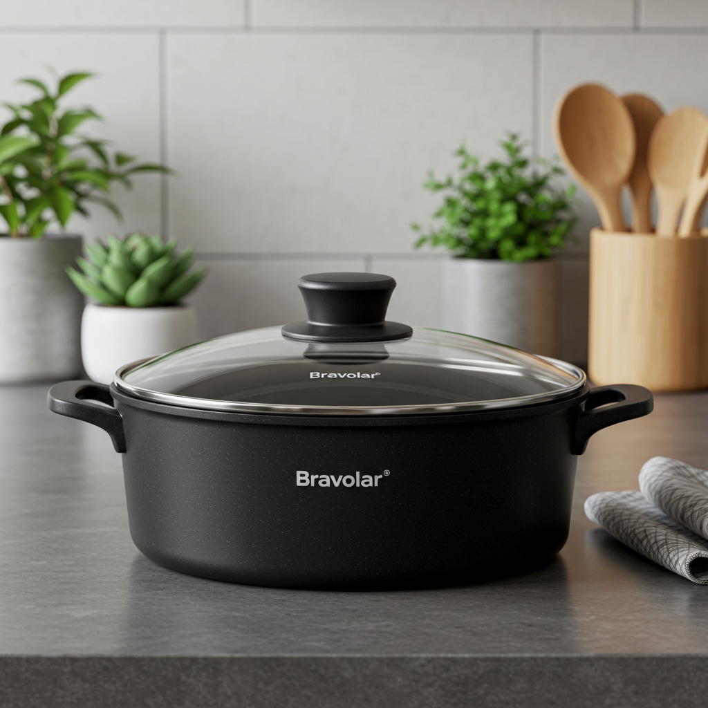 Caçarola Bravolar com Tampa de Vidro – Elegância, Resistência e Sabor em Cada Receita